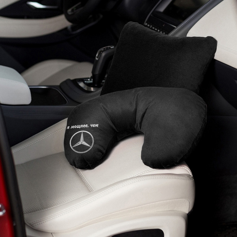 Подушка для шиї "Я потужніший ніж Mercedes" флок