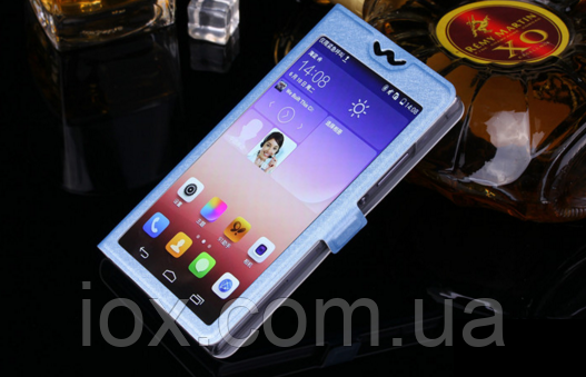 Блакитний чохол-книжка c вікном для Lenovo K900