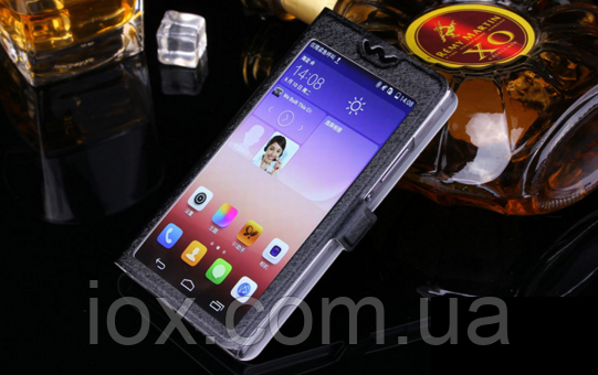 Черный чехол-книжка c окном для Lenovo K900