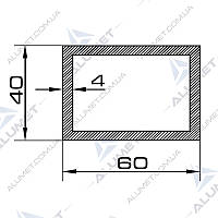Труба алюмінієва 60х40х4 мм прямокутна без покриття