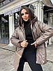 Подовжена зимова куртка з екошкіри жіноча, фото 5