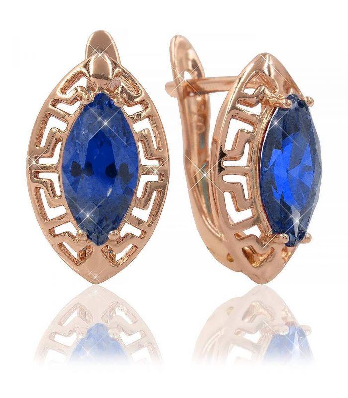 Сережки 1,6 см синій (Медичне золото)