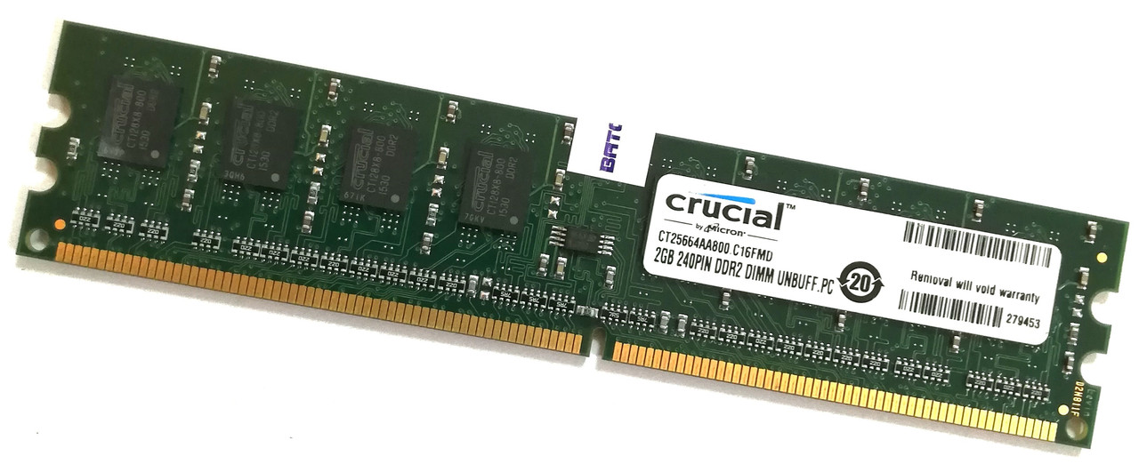 Оперативна пам'ять Crucial DDR2 2Gb 800MHz PC2-6400U 2R8 CL6 (CT25664AA800.C16FMD) Б/В