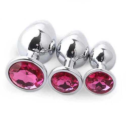 Купить Анальные пробки металлические набор со стразами S M L ( набор 3 ...