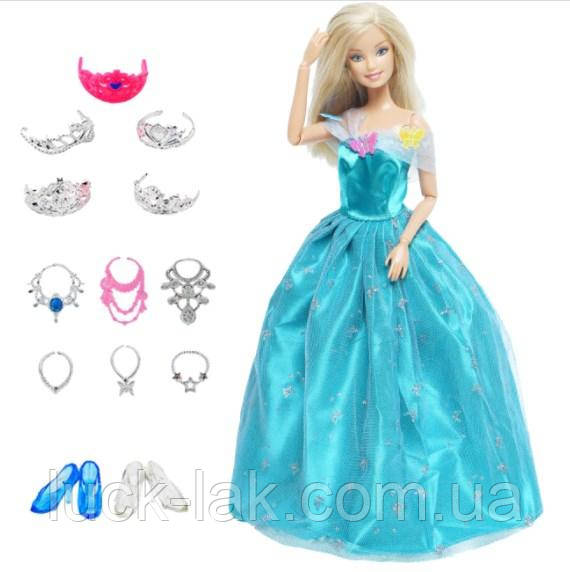 Платье пишное для куклы Барби в наборе с туфельками и аксессуарами - фото 1 - id-p1500037695