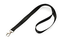 Шнурок для бейджа 15 мм чорний з карабіном