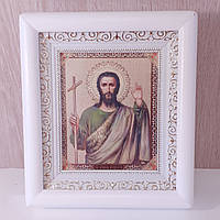 Икона Предтеча святой мученик , лик 10х12 см, в белом деревянном киоте