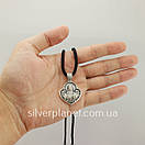 Комплект! Чоловічий срібний підвіс ладанка Ангел Охоронець на ювелірному шнурку з срібним замком. Чорнений підвіс на шнурі 55 см, фото 2