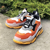 Кросівки Баленсіага жіночі. BALENCIAGA Triple S жіноче взуття. Жіночі кросівки помаранчеві з білим і чорним., фото 4