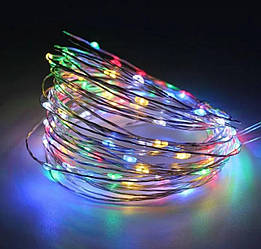 Гірлянда мідний дріт 100LED/10 метрів/живлення USB/CH ламп- RGB