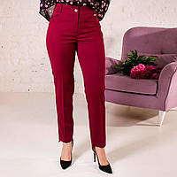Женские укороченные брюки "Ада" в бордовом цвете размеры от 46 по 58