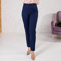 Брюки жіночі классичні укорочені "Ада" синього кольору розміри від 48 до 56