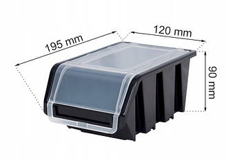 Контейнер з кришкою чорний 195*120*90 мм Kistenbereg