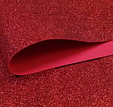 Фоаміран глітерний червоний 2 мм 50*50 см аркуш, фото 2