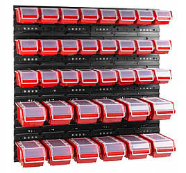 Панель для зберігання болтів, шайб, саморізів, 78*78 см + 36 контейнерів з кришкою Kistenberg