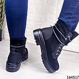 Жіночі черевики демісезонні чорні з екозамші. Усередині текстильний утеплювач, фото 4