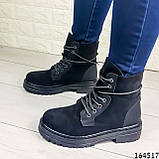 Жіночі черевики демісезонні чорні з екозамші. Усередині текстильний утеплювач, фото 5