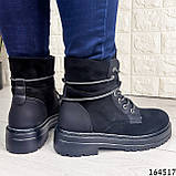 Жіночі черевики демісезонні чорні з екозамші. Усередині текстильний утеплювач, фото 7