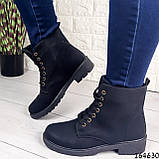 Жіночі черевики демісезонні чорні з еко нубуку. Усередині фліс (легке еко хутро), фото 2