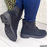 Жіночі черевики демісезонні чорні з еко нубуку. Усередині фліс (легке еко хутро), фото 3