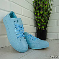 Кеди жіночі блакитні в стилі "Converse" текстильні, кросівки жіночі, мокасини жіночі повсякденне взуття