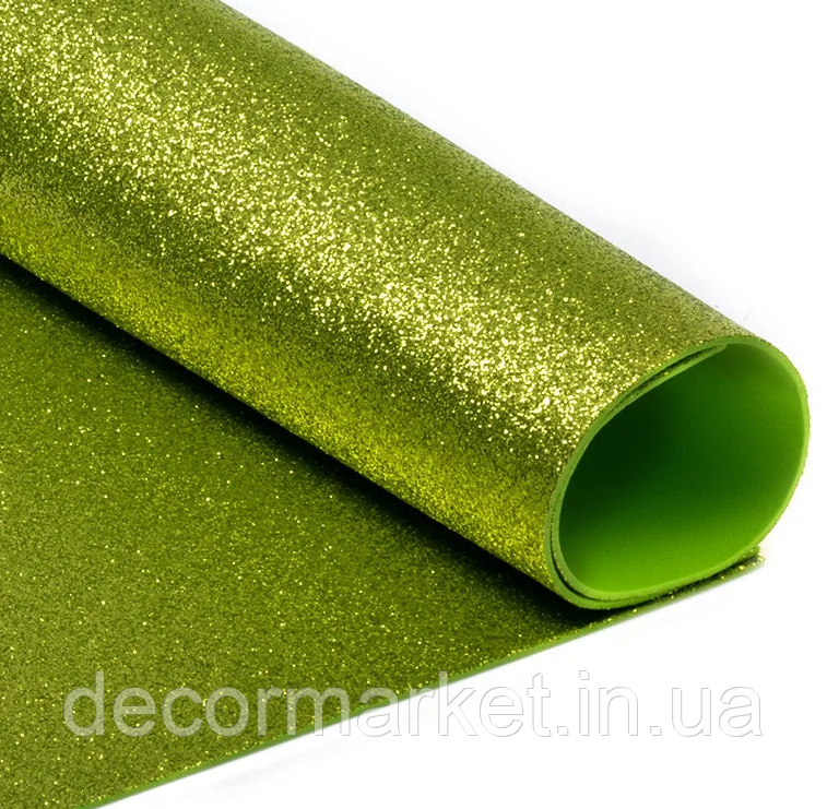 Фоаміран глітерний салатовий 50 * 50 см аркуш, фото 1