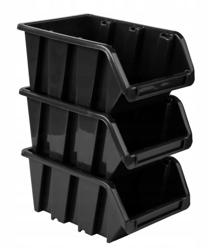 Бокс контейнер пластиковый ящик для метизов болтов мелочевки в гараж черный 155 100 70 под хранение - фото 4 - id-p1500147472
