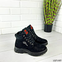 Черевики жіночі зимові чорні "Bobole" екозамша, зимові черевики. Взуття жіноче. Взуття зимове