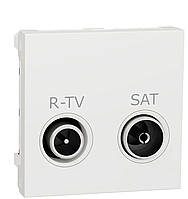 Розетка концевая R-TV SAT, 2М, белая, Unica New Schneider Electric