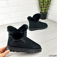 Уги жіночі чорні "Lokmede" екозамша, зимові жіночі чоботи. Взуття жіноче зимове.
