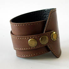 Чоловічий шкіряний широкий браслет обмотка регулюється кнопкою