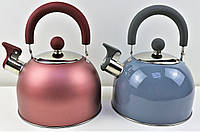 Чайник со свистком из нержавеющей стали 2л. Benson BN-718 (серый,розовый)