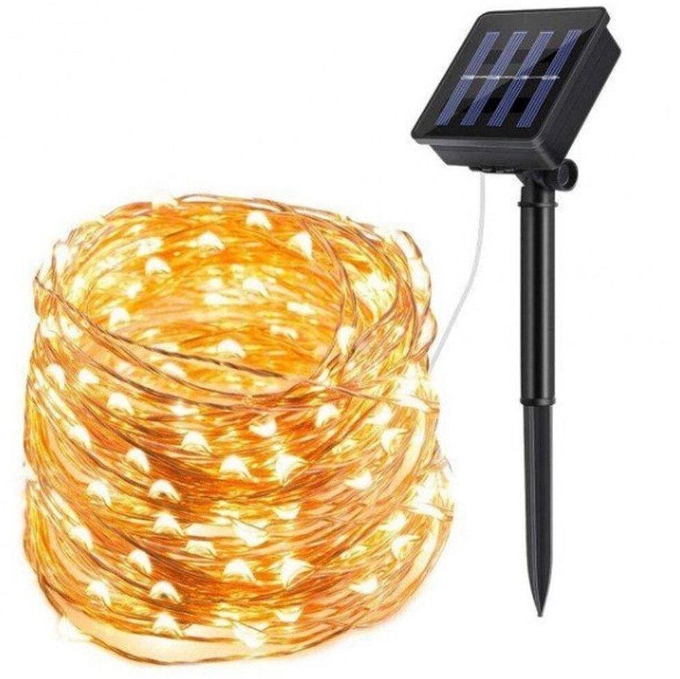Гірлянда крапля роси Solar на сонячній батареї + датчик світла 30 м 300лед Warm White 8 режимів
