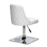 Стілець Adam 4-CH Base білий шкірозамінник на квадратній хромованій опорі з регулюванням висоти, фото 6