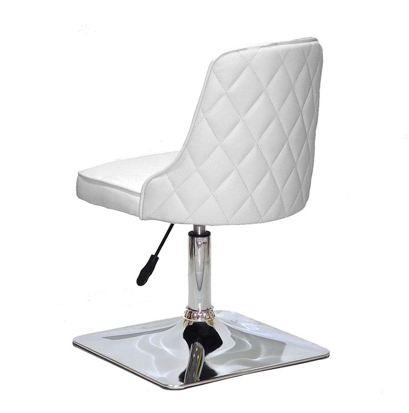 Стілець Adam 4-CH Base білий шкірозамінник на квадратній хромованій опорі з регулюванням висоти, фото 1