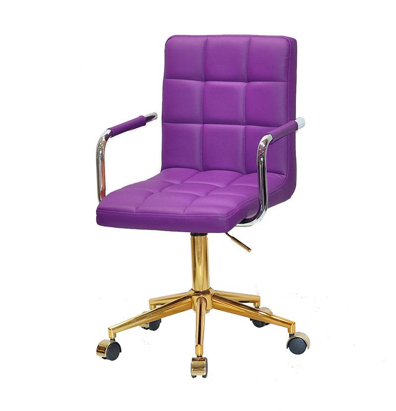 Кресло Augusto Arm GD-Modern Office з підлокітниками, пурпуровий 1010 шкірозамінників на золотій хрестовині з колесами, фото 1