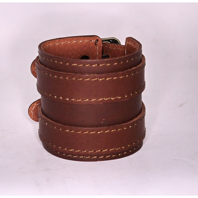 Браслет-манжета широкий чоловічий із натуральної шкіри, фото 1