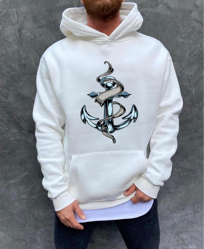 Худі чоловіче тепле з якорем, фото 1