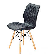 Стілець обідній м'який в скандинавському стилі Nolan еко шкіра, колір  чорний