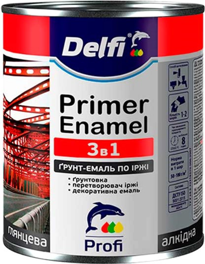 Грунт-емаль на іржу 3 в 1 ТМ Delfi - 2.8 кг Черній, фото 1