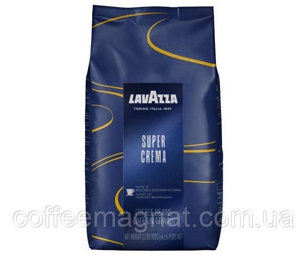 Кава в зернах Lavazza Super Crema 1кг. 80% Арабіка 20% Робуста.