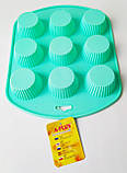 Форма для випікання кексів 9 клітинок | Силіконова форма для випічки кексів | Селіконова форма для випічки кексу, фото 2