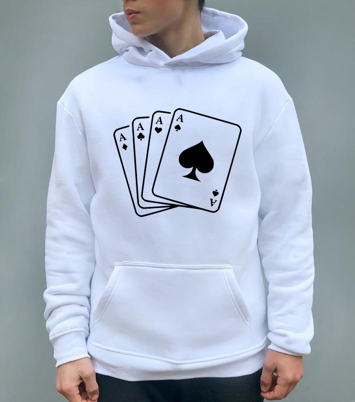 Худі чоловіче на флісі з принтом 4 Туза, фото 1