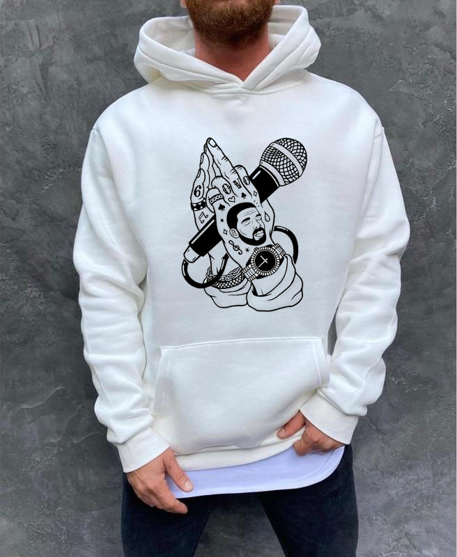 Модне худі чоловіче на флісі з принтом, фото 1