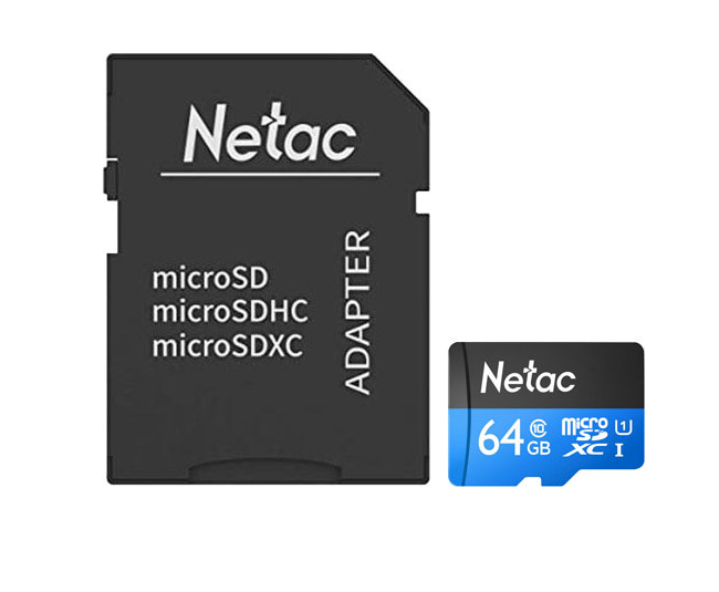 Карта пам'яті NETAC 64GB microSDXC P500 Standard + SD