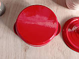 Каструля чавунна (Емаль). 20х9,5 см/2,3 літра, лите кріплення ручок, OMS (Туреччина), арт.3165-20 червона, фото 5