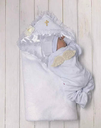 Набір для хрещення Ангел золото, крижма і комбінезон з шапочкою, фото 1