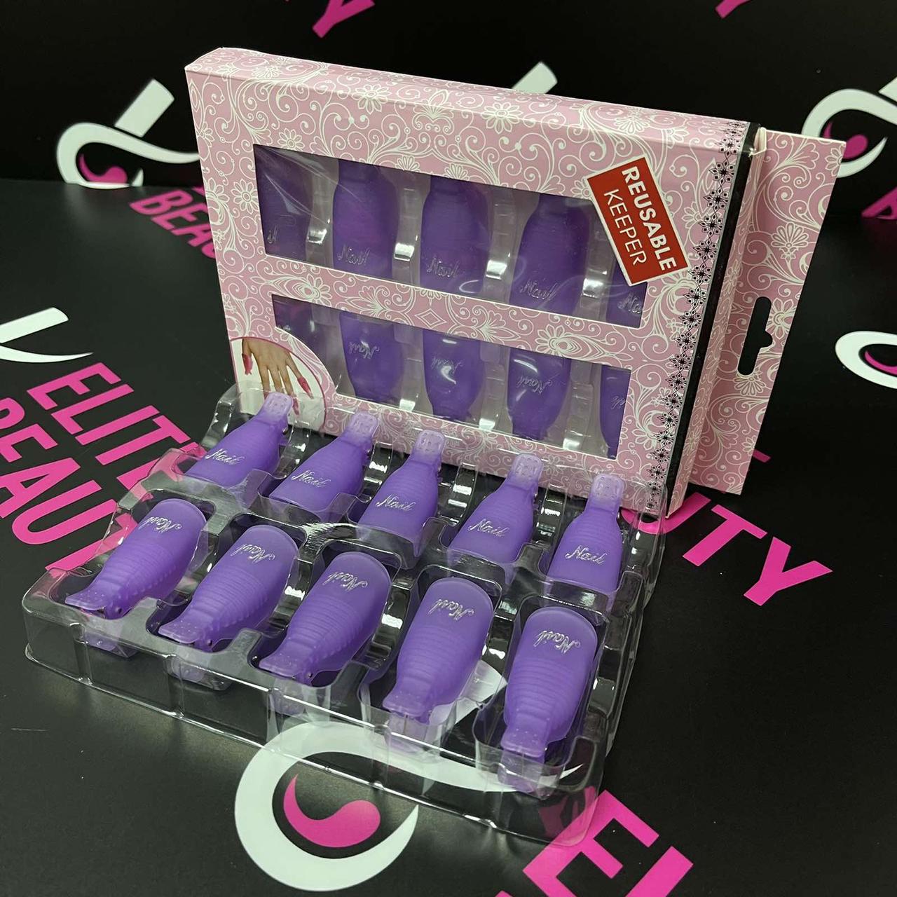 Прищіпки для зняття гель лаку 10 шт (фіолетові)