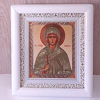 Икона Зинаида святая Мученица, лик 10х12 см, в белом деревянном киоте