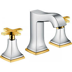 Кран для раковини на 3 отвори HANSGROHE METROPOL CLASSIC 31306090 золото латунь донний клапан 112044